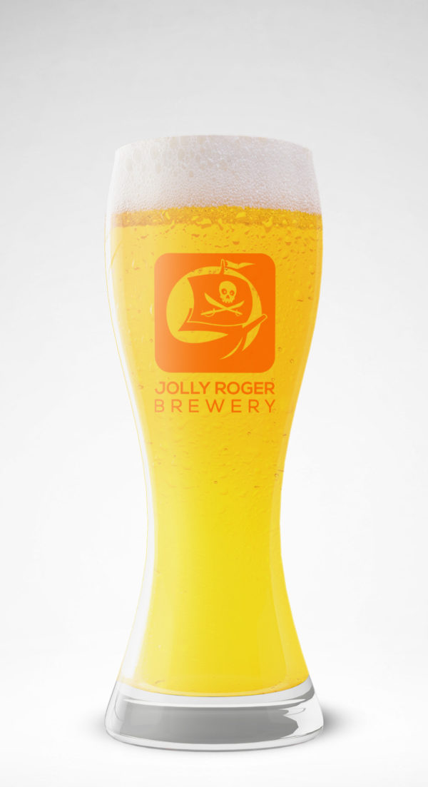 Picture of our blimey beer with a bright and clear body and a huge head. Find it at Jolly Roger Brewery in Mooresville